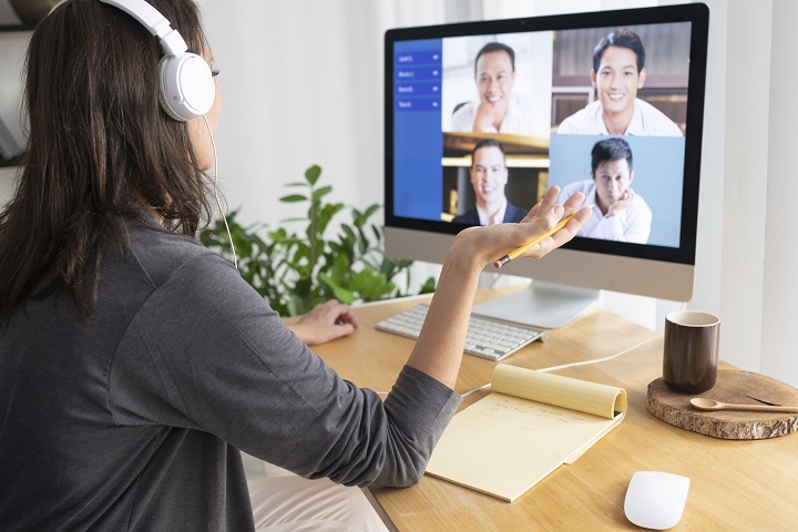 woman having conversation on a video call
